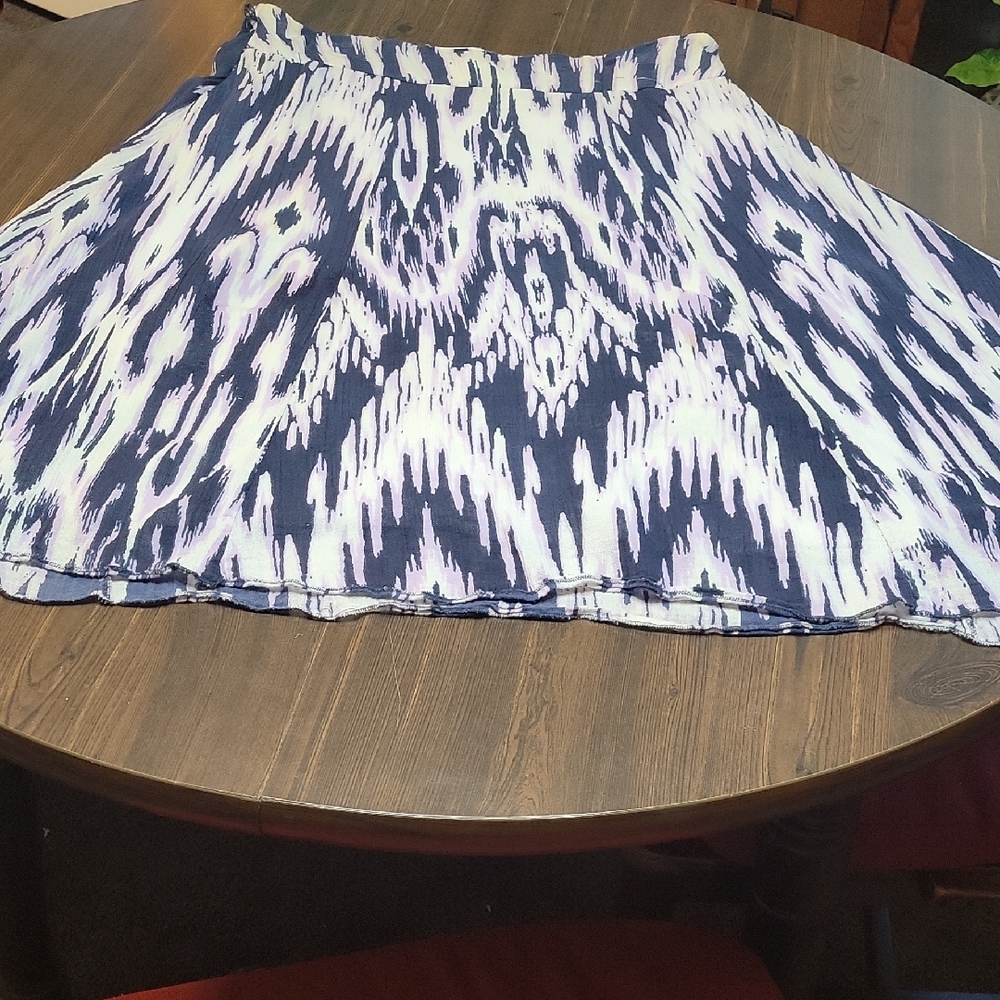 Laura Scott Navy, Lavender & White Skater Skirt